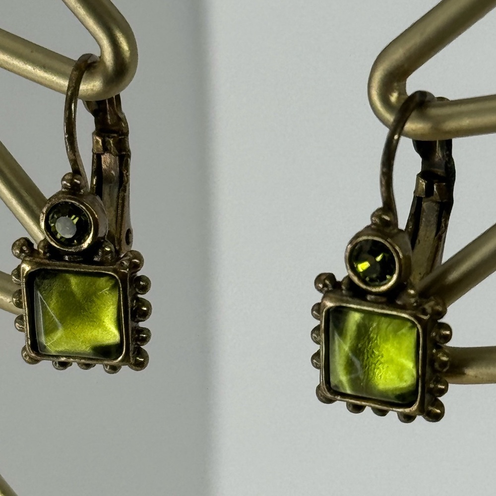 Myka Green Square Drop Earrings